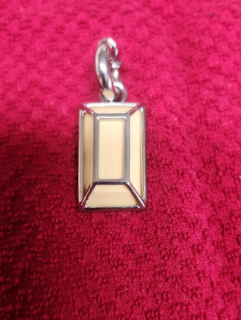 Dyrberg Kern  Silver Cream Enamel Rectangular Pendant